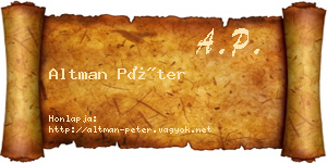 Altman Péter névjegykártya