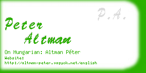 peter altman business card